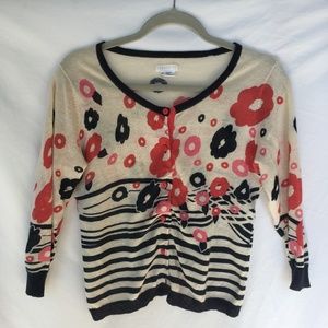 Cooperative Floral Cotton Cardigan Sweater - Small